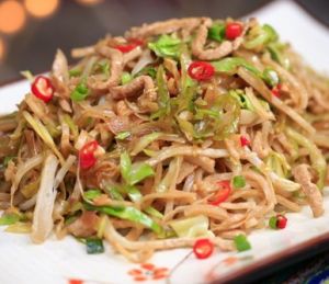 韭菜蝦仁炒餅 韭菜蝦仁炒餅