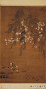 明呂紀畫花卉翎毛軸