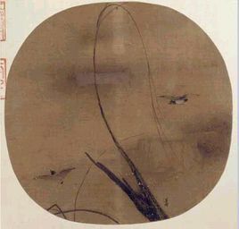 宋梁楷扇面畫秋柳雙鴉圖 宋梁楷扇面畫秋柳雙鴉圖