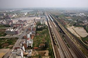 航拍潢川火車站廣場