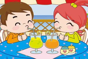 小情侶喝果汁PK