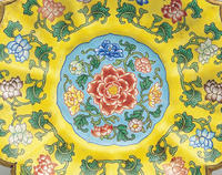 清康熙畫琺瑯蓮花式碟(內部放大圖)