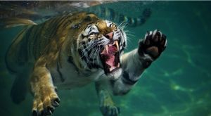 水中游泳的老虎