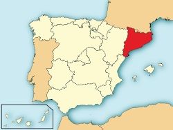 加泰羅尼亞在西班牙的位置