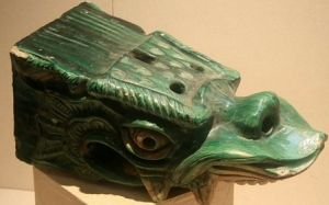 獸面紋琉璃瓦當：1974年西夏6號陵區出土。