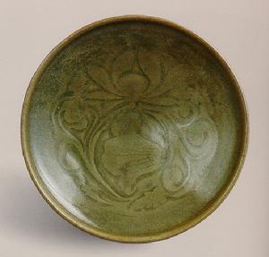 耀州窯青釉刻花蓮花紋盤 耀州窯青釉刻花蓮花紋盤