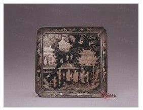 黑漆嵌螺鈿仙人圖盤 黑漆嵌螺鈿仙人圖盤