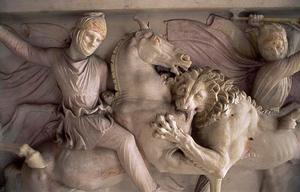 亞歷山大正在同獅子搏鬥