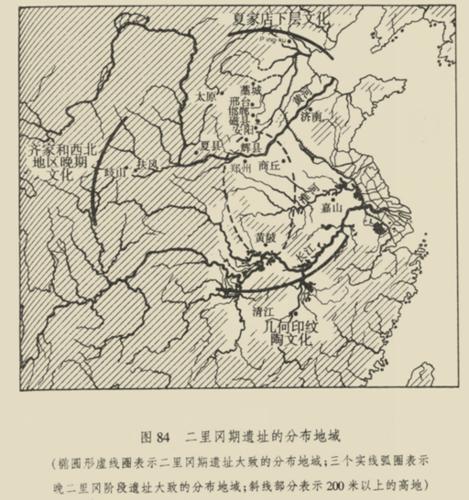 商代早期文化二里崗遺址分布在商丘、盤龍城、鄭州一帶