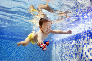 親子游泳時親子的互動