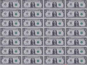 1美元32連體整版鈔 1美元32連體整版鈔