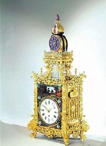 清乾隆蓬萊八仙八寶轉亭琺瑯音樂鍾 清乾隆蓬萊八仙八寶轉亭琺瑯音樂鍾