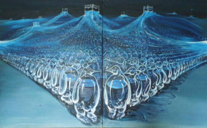 2《眾企成城--合版》布上油畫，240CM乘以150CM，2014年作。