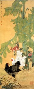 陳之佛蕉菊雙雞圖軸 陳之佛蕉菊雙雞圖軸