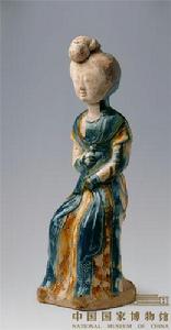 唐三彩釉陶女坐俑 唐三彩釉陶女坐俑