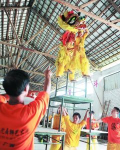 田陽壯族獅舞排練
