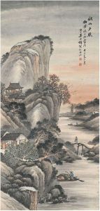 清吳石仙秋山夕照圖 清吳石仙秋山夕照圖