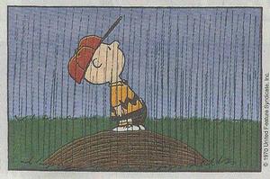 下雨了，只有查理布朗還是來打球