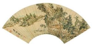 清胡慥扇面畫葛洪移居圖 清胡慥扇面畫葛洪移居圖