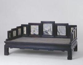 清酸枝木嵌大理石羅漢床 清酸枝木嵌大理石羅漢床