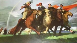 楊剛油畫《打靶歸來》