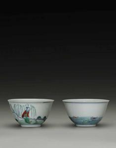 雍正仿成化鬥彩高士杯 雍正仿成化鬥彩高士杯