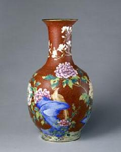 畫琺瑯花鳥紋瓶 畫琺瑯花鳥紋瓶