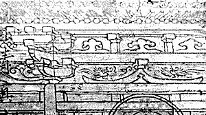 唐代斗拱（大雁塔門楣石刻殿堂圖· 局部）