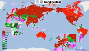 世界各國擁有的世界遺產數示意圖