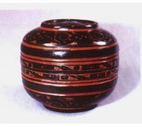 黑漆朱繪鳳鳥紋盒