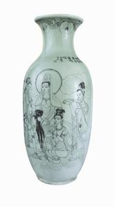 青瓷刻瓷菩薩群像 600mm&times;260mm