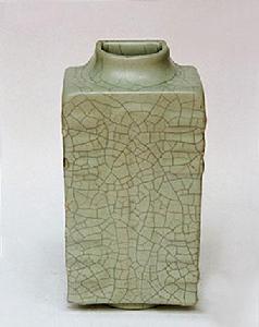 仿官釉琮式壁瓶