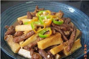 杏鮑菇炒五香牛肉條