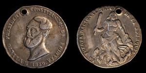 1850年發行的印有貝爾蘇總統頭像的玻利維亞硬幣