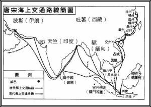 中國唐宋時代海上交通路線簡圖