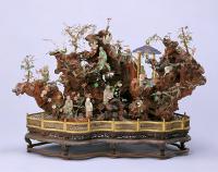 清嵌玉石仙人祝壽圖盆景 清嵌玉石仙人祝壽圖盆景