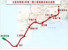 大連捷運1號線二期工程線路走向圖