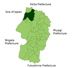 酒田市在日本山形縣的位置