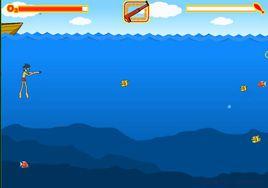 男孩下海捕魚 男孩下海捕魚