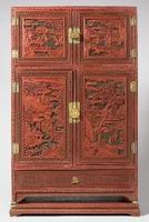 剔彩山水人物長方櫃 剔彩山水人物長方櫃