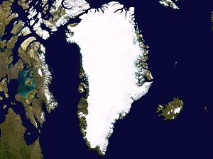 格陵蘭冰原的衛星圖片