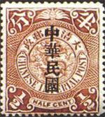 民普3　加蓋宋體字“中華民國”郵票