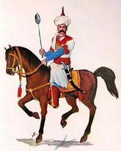 一名身穿禮服的波斯近衛軍騎兵