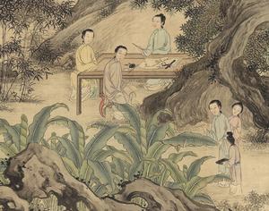 稚女倚肩而立者,嚴蕊珠也。