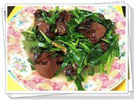 韭菜炒豬紅 韭菜炒豬紅