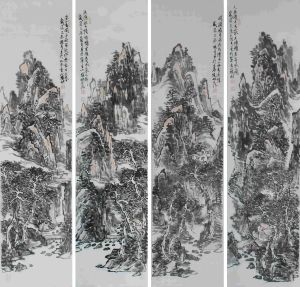 張耀明國畫山水暢懷138x34x4