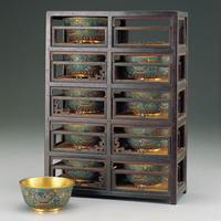 清乾隆掐絲琺瑯夔龍碗一屜 清乾隆掐絲琺瑯夔龍碗一屜