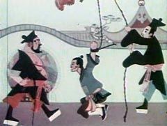 （圖）張木匠因為好奇，放走了羅公子的寶貝蛐蛐，被毒打一頓。  