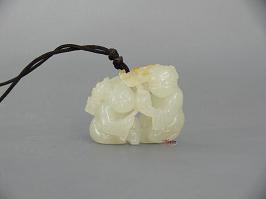 和闐白玉雕合和二仙 和闐白玉雕合和二仙