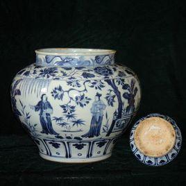 元青花錦香亭圖罐 元青花錦香亭圖罐